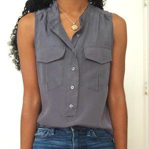 J Crew Sleeveless Grey Blouse, Size 0